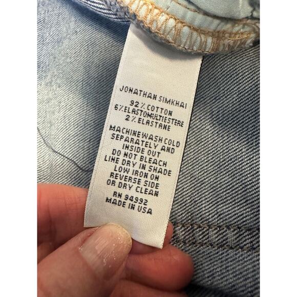 Jonathan Simkhai Women Standard Jeans Size 32 Light Wash Distressed Fray Hem C10 - Picture 7 of 9